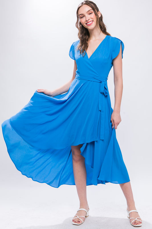 Solid Ruffle High Low Dress