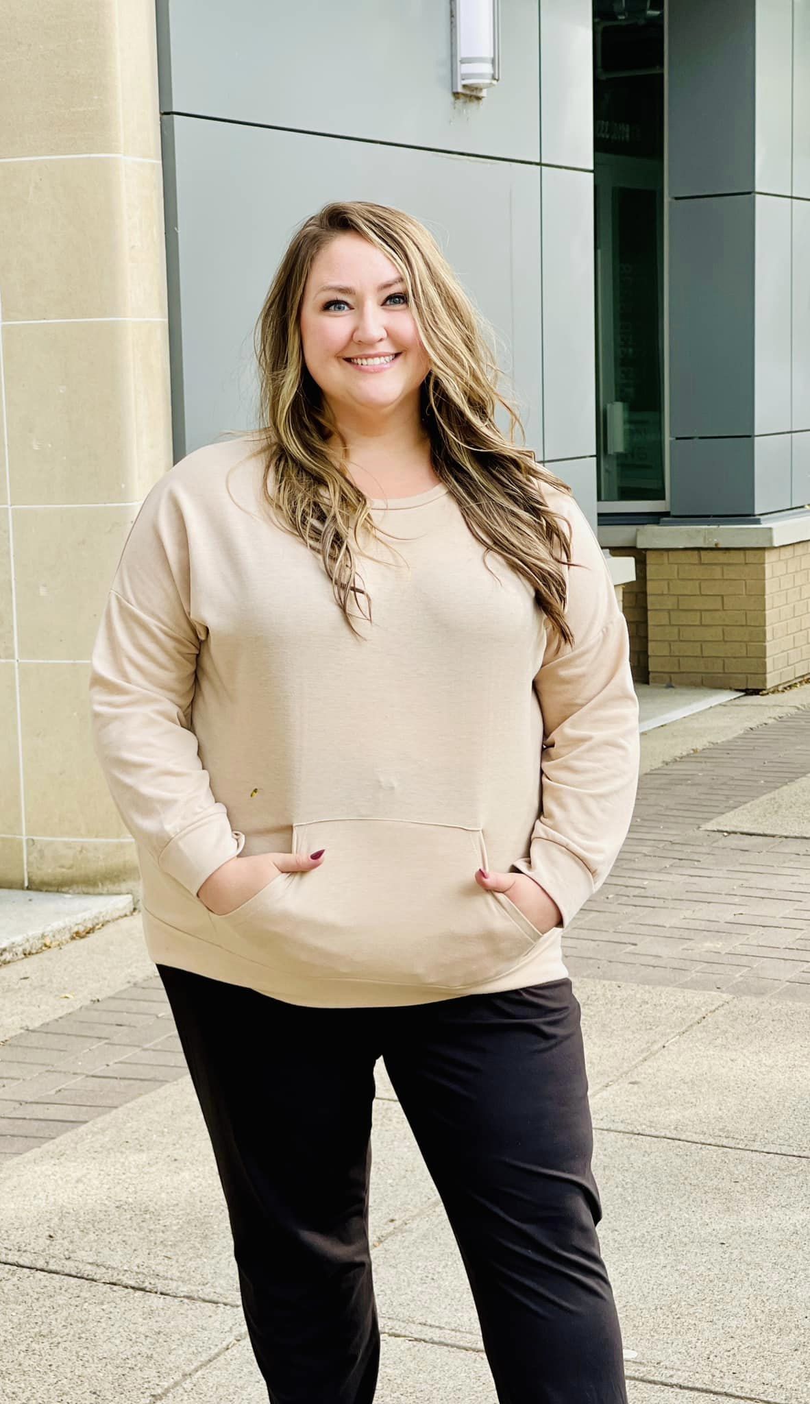 Curvy Francheska s French Terry Pull Over 2XL Stone