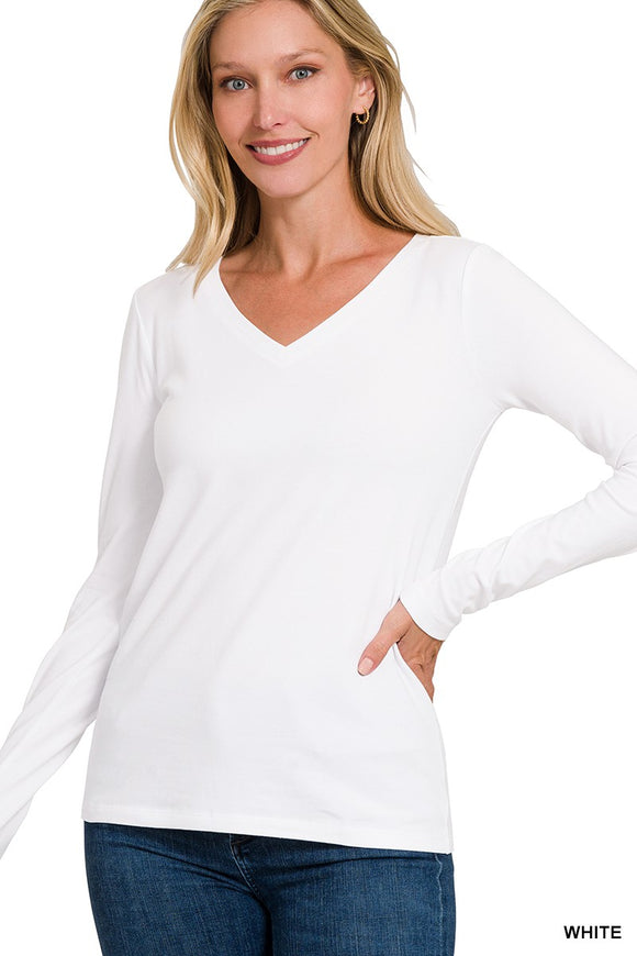 V Neck Cotton Long Sleeves