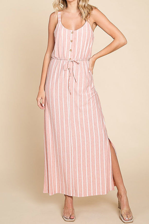 Stripe Knitted Slit Dress