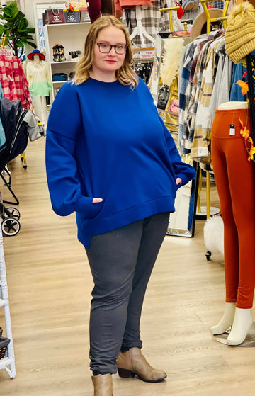 Hi-Low Hem Sweatshirt With Pockets