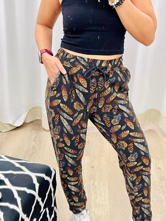 Feather Print Joggers