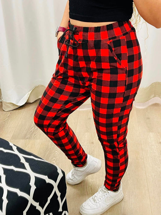 Plaid in Red Joggers