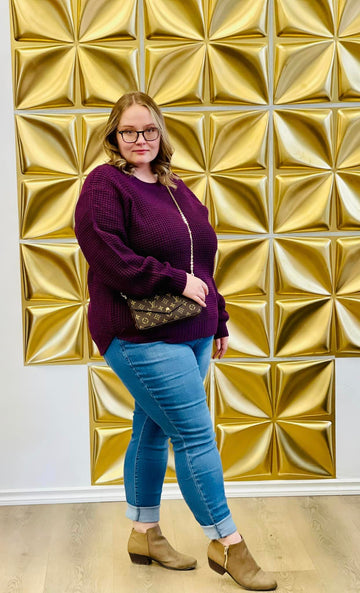 Curvy Heather's Round Neck Waffle