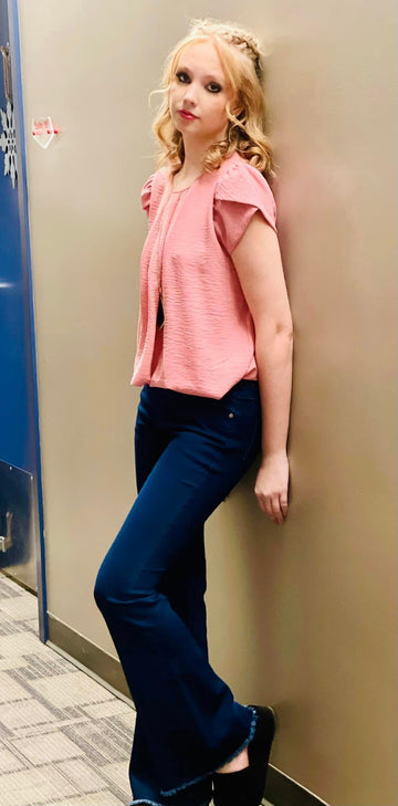 Tulip Sleeve Pleated Top