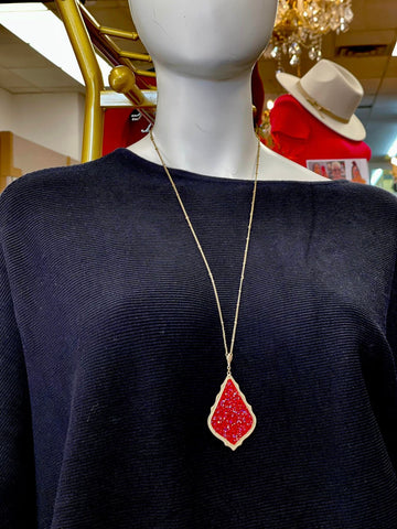 Red Teardrop Rhinestone Necklace