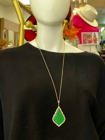 Green Marble Teardrop Necklace