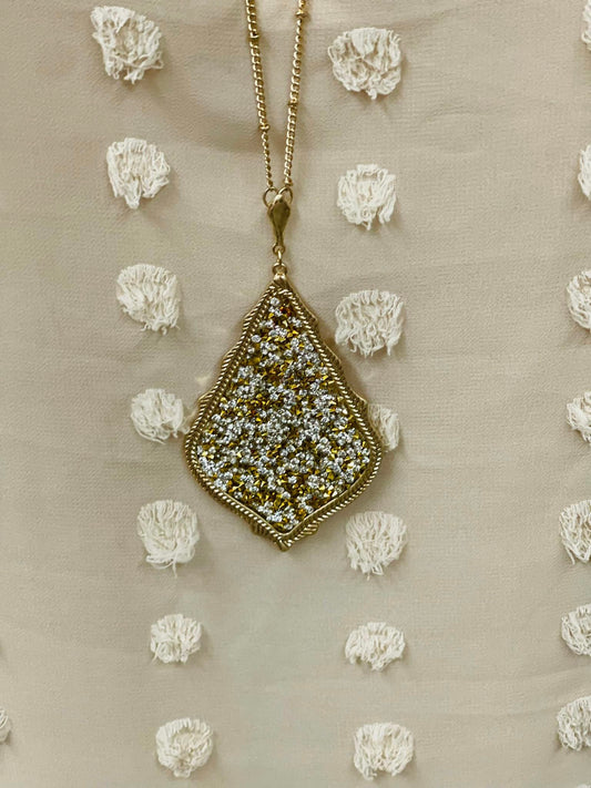 Gold Teardrop Rhinestone Necklace