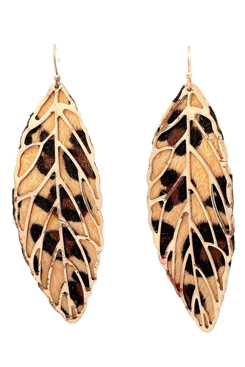 Leaf Leopard Earrings