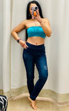Slightly Scratch Dark Denim Pull On Jeans