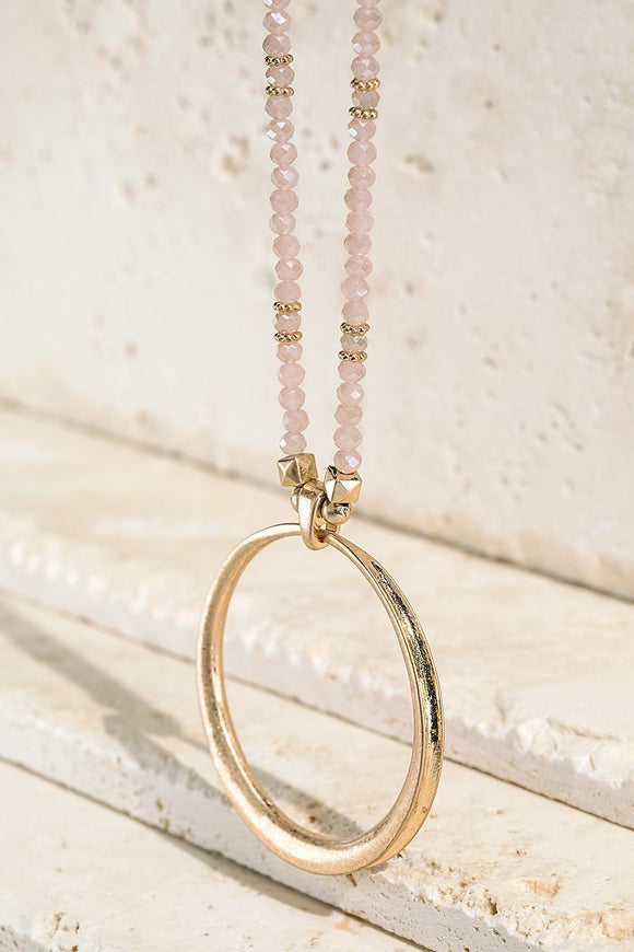 Gold plated Ring Pandant with Shimmery Glass Pendant