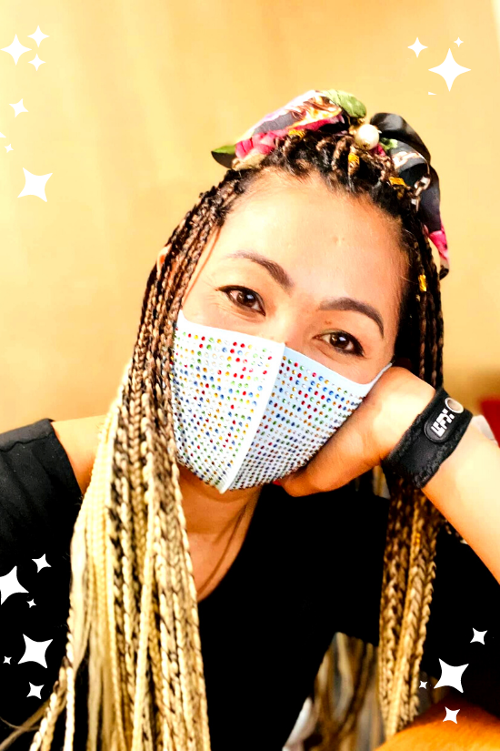 RHINESTONE BREATHABLE MASK IN BLUE