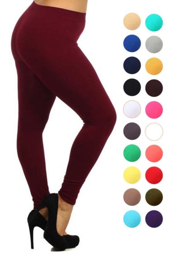 solid color leggings for plus size curvy women