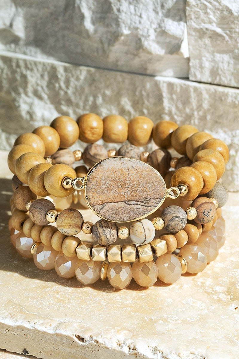 Stackable with Natural Stone Howlite/Jasper