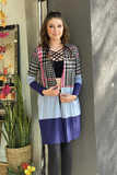 Multi Pattern Houndstooth Long Cardigan
