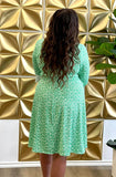 Curvy Florally Green Knit Dress