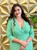 Curvy Florally Green Knit Dress