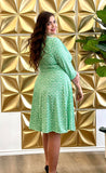 Curvy Florally Green Knit Dress