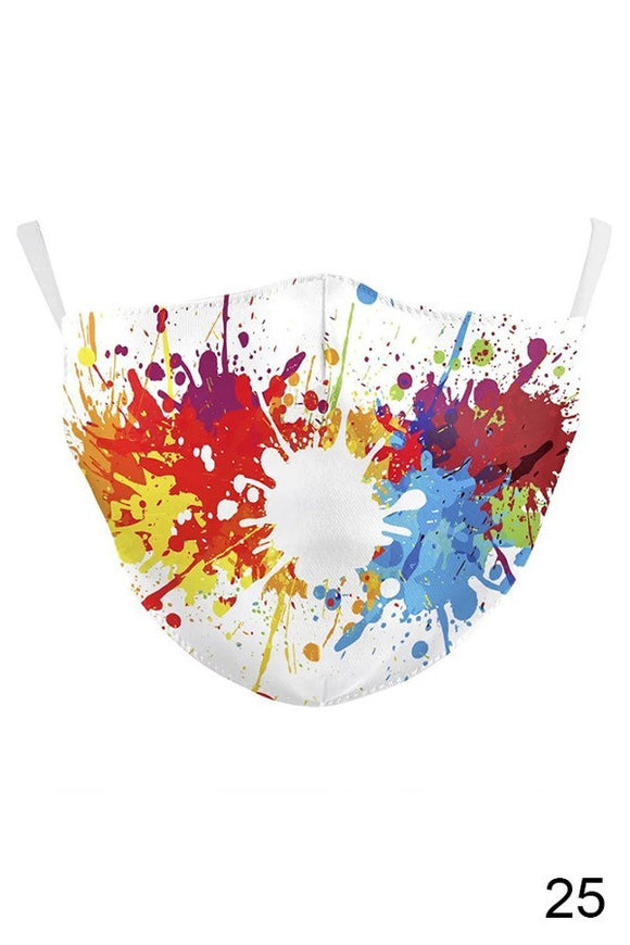 paint splatter design cotton mask