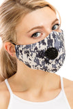 gray camo cotton mask with valve washable boutique cute cool stylish and safe with pockets for filter