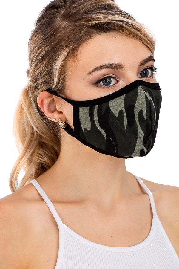 green camo cool and trendy cotton mask for outdoor mask boutique casual and cute stylish
