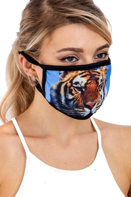 tiger photo mask design cotton mask boutique girly and cute for casual wear and safety