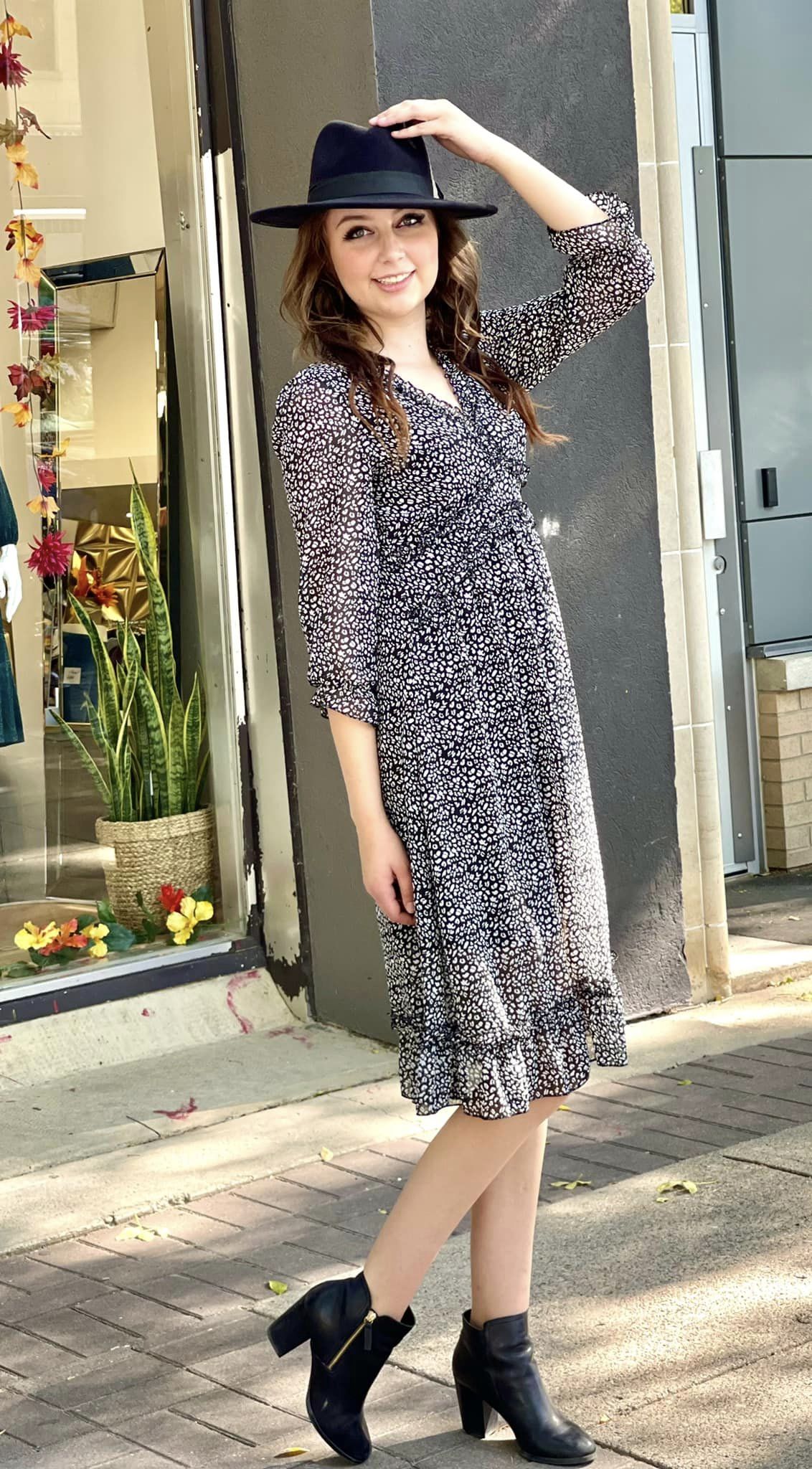 Ruffled Animal Print Dress M