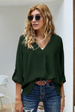 High Low Hem Casual 3/4 Sleeves Shirt