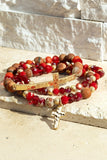 Stackable with Natural Stone Beads with Metal Stone