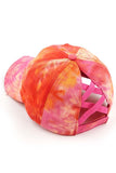 TIE DYE CRISS CROSS PONYTAIL HAT