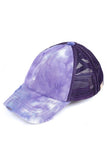 Tie dye wash denim criss cross ponytail hat